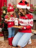 MQTIME  -  Women Kids Red Christmas Sweaters Casual Soft Jumpers Warm Thicken Matching Outfits Pullover Knitwear Xmas Family Look New