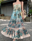 MQTIME  -  Beach Boho Floral Midi Dress Women Casual Y2k Clothing Bodycon Sexy Dress Even Party One Piece Dress Korean Fashion Sleeveless