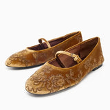 MQTIME  -  Women's Mary Janes Shoe Exquisite Embroidery Ballet Shoes for Woman Fashion Flat Casual Shoes Designer Shoes Zapatos Mujer