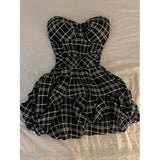  MQTIME  -  Summer Plaid ter Dr Women's Small Size Waist Cinching Design Ele Slimming ort Skirt A-Line Midi Dr