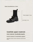 MQTIME  -  Spring Autumn Viral Mary Jane Sock Boots, Square Toe Bow Decor Chunky Heel Comfy Stretch Slim British Style For Girls Boots