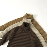 MQTIME  -  2025 New Korean Boutique Turtleneck Knitted Kids Sweaters Pit Stripe Bottoming Sweatershirts for Boys and Girls