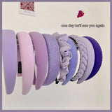 Mqtime New Purple Wide Headbands Solid Color Folds Pattern Hair Hoop Headbands Designer Hair Hoop Hair Accessories for Women