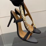 MQTIME  -  Luxury Rhinestones Sequined Satin Women Gladiator Sandals Fashion Summer Slingbacks Wedding Thin High heels Party Dress Shoes
