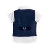 MQTIME  -  Gentleman Wedding Flower Boys Clothes 1 2 3 4 5 6Y Baby Summer Corsage Vest Formal Cotton Outfit Kids Solid Birthday Costume