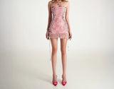 MQTIME  -  Sweet and Edgy Cool Girl Bowtie Fur-trimmed Off-shoulder Dress Slim-fitting Figure-hugging Dress for Women