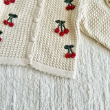 MQTIME  -  New Winter Baby Girls Christmas Sweaters Cherry Embroidery Kids Cardigan Coats Children Cute Knitted Sweater