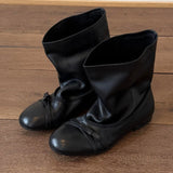 MQTIME  -  Ballet-Style Pleated Design Winter Ankle Boots for Women Bow Detail Round Toe Designer Boots Comfortable Soft Flat Casual Shoes