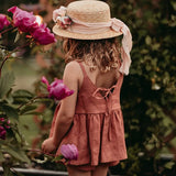 MQTIME  -  Girls Ramie Cotton V-Neck Camisole Suit Summer Vacation Baby Girl Sleeveless Top + Elastic Waist Shorts Two-Piece Set Clothes