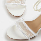 MQTIME  -  Coarse Heel Sandals Women's Lace Pearl New Summer Women's Sandals