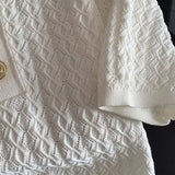 MQTIME  -  Women Ice Silk Polo Shirts Summer Thin Jacquard Knitted Short Sleeve T-shirts Female Lapel Button Tees Casual Pullover Tops