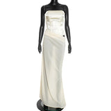  MQTIME  -  Strapless Sexy Off-shoulder Maxi Dress Women Gown High Waist Patchwork Sleeveless Backless Club Party Dress Elegant