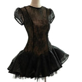 MQTIME  -  Vietnamese Niche Designer Dress for Women's 2025 Summer Fresh Wind Lace Slim-fitting Puff Dress Small Slim-fitting Black Dresses