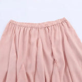 MQTIME  -  Women Ruffled Mini Skirts Solid Color Summer Chic Streetwear High Waist Elastic Asymmetric Hem Skirts Female Slim Mesh Skirts