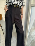 MQTIME  -  Korean Fashion Straight Trousers Women High Waist Solid Women's Summer Pants High Street Suit Pants Female Loose Wide Leg Pants