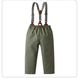 MQTIME  -  Autumn Children's Boys Long-sleeved Shirt Suspender Long Pants Gentleman Two-piece Set Toddler Baby Performance Clothing Suit