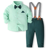 MQTIME  -  4Piece Sets Spring Autumn Kids Clothes Boys Korean Fashion Gentleman Long Sleeve Baby Tops+Pants Toddler Boutique Outfits BC1255