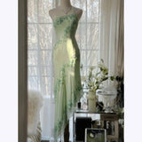 MQTIME  -  Luxurious Evening Dresses Fashion Elegant Appliques Spaghetti Straps Draped A Line Prom Gown Formal Occasion Cocktail Dress