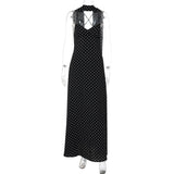 MQTIME  -  Summer Women's French Temperament Polka Dot Sexy V-neck Suspender Backless Dress