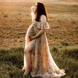  MQTIME  -  Elegant Two-Piece Chiffon Camisole Dress Photo Shoot Photography Dress For Women Suitable For Baby Showers Boho Pregnant Dress
