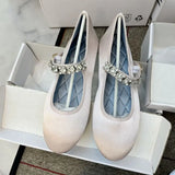 MQTIME  -  Velvet Rhinestone Ballet Flats Shoes Women Shiny Crystal Elegant Mary Janes Shoes Ladies Casual Streetwear Daily Soft Loafers