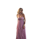  MQTIME  -  New Spring Wide Camisole Strapless Sequin Decoration Lotus Leaf Hem Banquet Dress for Women