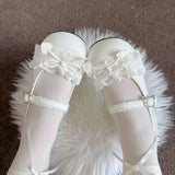 MQTIME  -  Y2K Wedges Lace Bow Lolita Y2K High Heel Summer Llita Cosplay Shoes Mary Jane Shoes Sneakers Cutecore Heels Women's Footwear