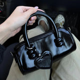  MQTIME  -  Fashion Y2K Harajuku Style Black PU Leather Heart Mirror Mini Crossbody Bags Shoulder Bag Women's Bag Women Handbags Purse