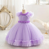 MQTIME  -  New Fashion Baby Girl Princess Butterfly Tutu Dress Puff Sleeve Child Tulle Pageant Party Birthday kids Ball Gown 2-10Y