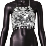 MQTIME  -  Sexy Backless Slim Top Sequined European American Style Best-Selling Nightclub Pure Handmade Design Z20471