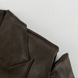 MQTIME  -  Retro Fashion PU Leather Skirt Set Women's Design Sense Cutout Long Sleeve Top Luxury Sense Two-piece Set