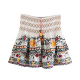 MQTIME  -  European And American Style Autumn New Women Clothing V-neck Loose Retro Heavy Embroidery Bat Shirt Top Skirt Street Style Suit