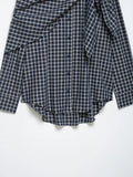 MQTIME  -  Spring New Plaid Long Sleeve Scarf Shirts Women Casual Turn-down Collar Single Breasted Blouse Shirts Female Chic Tops New