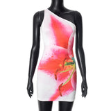 MQTIME  -  Summer New Fashion European style Women Dress Sexy Trendy Off Shoulder Sleeveless Print Backless Bodycon Midi Dress