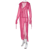  MQTIME  -  2026 Spring New Women's Sexy Tether V-Neck Split Dress Women