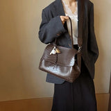 MQTIME  -  Crocodile Pattern Women Shoulder Messenger Bag Large Capacity Retro Flap Tote For Female Casual Pu Leather Commute Handbag