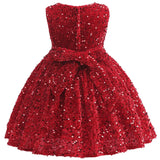 MQTIME  -  Christmas Girls Dresses Children Sequin Birthday Party Gown Kids Princess Sweet Vestidos Baby Infant Sleveless Clothing 1-6 Year