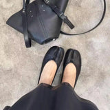 MQTIME  -  Women's Vintage Split-Toe Leather Mary Jane Flats Comfortable Soft Leather Ballet Shoes Chinese Knot Detail Daily Casual Wear