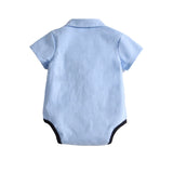 MQTIME  -  2Piece Summer Baby Boy Luxury Clothes Korean Fashion Gentleman Short Sleeve Newborn Rompers Bodysuit+Shorts Toddler Sets BC1207