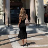 MQTIME  -  Sexy Spaghetti Strap Bodycon Ruched Summer Dress Women's Long Dress Fashion Elegant V-neck Holiday Summer Party Dress