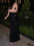 MQTIME  -  Black Sequin Backless Suspender Dress For Women'S French Haute Couture Buttocks Wrapped Dress Long Skirt