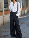 MQTIME  -  Women's Solid Color Commuter Pants 2025 Summer New High Waist Asymmetric Wide Leg Trousers Casual Streetwear Pants