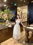 MQTIME  -  Women Dresses Lace Patchwork Mesh Sleeveless Slim Backless Sweet Elegant Temperament Party Dress Female Fashion