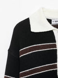  MQTIME  -  Women Fashion Striped Print Knitted Sweaters 2026 Star Same Style Long Sleeve Female Pullovers Elegant Chic Knitwear Top