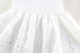  MQTIME  -  Women Summer Strapless Slim Fit Casual Mini Short Dresses Embroidery Hollow Out Ruffles Hem Cute Streetwear Dress