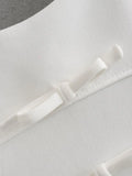 MQTIME  -  Elegant Plain Bow Camisole Tank for Woman White Slim Fit Camisole Tank with Zipper Summer New Fashion Short Vest Woman Clothing