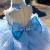 MQTIME  -  Blue Flower Girl Dress Tulle Puffy Tiered Sequin With Bow Sleeveless For Wedding Birthday Party Banquet Princess Gowns