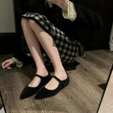 MQTIME  -  Retro Women's Mary Jane Shoe Fashion Pointed Tip Casual Shoes for Woman New French Style Flat Shoes Designer Shoes Zapatos Mujer