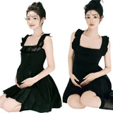 MQTIME  -   Women Photography Costume Elegant Black Sleeveless Short Maternity Dress Sweet Pregnancy Dresses Studio Shooting Photo Clothes