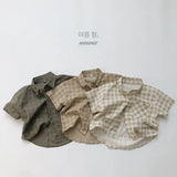 MQTIME  -  Korean Style Summer Baby Boys Plaid Outfits Cotton Linen Shirts Shorts 2pcs Toddlers Kids Casual Thin Sets
